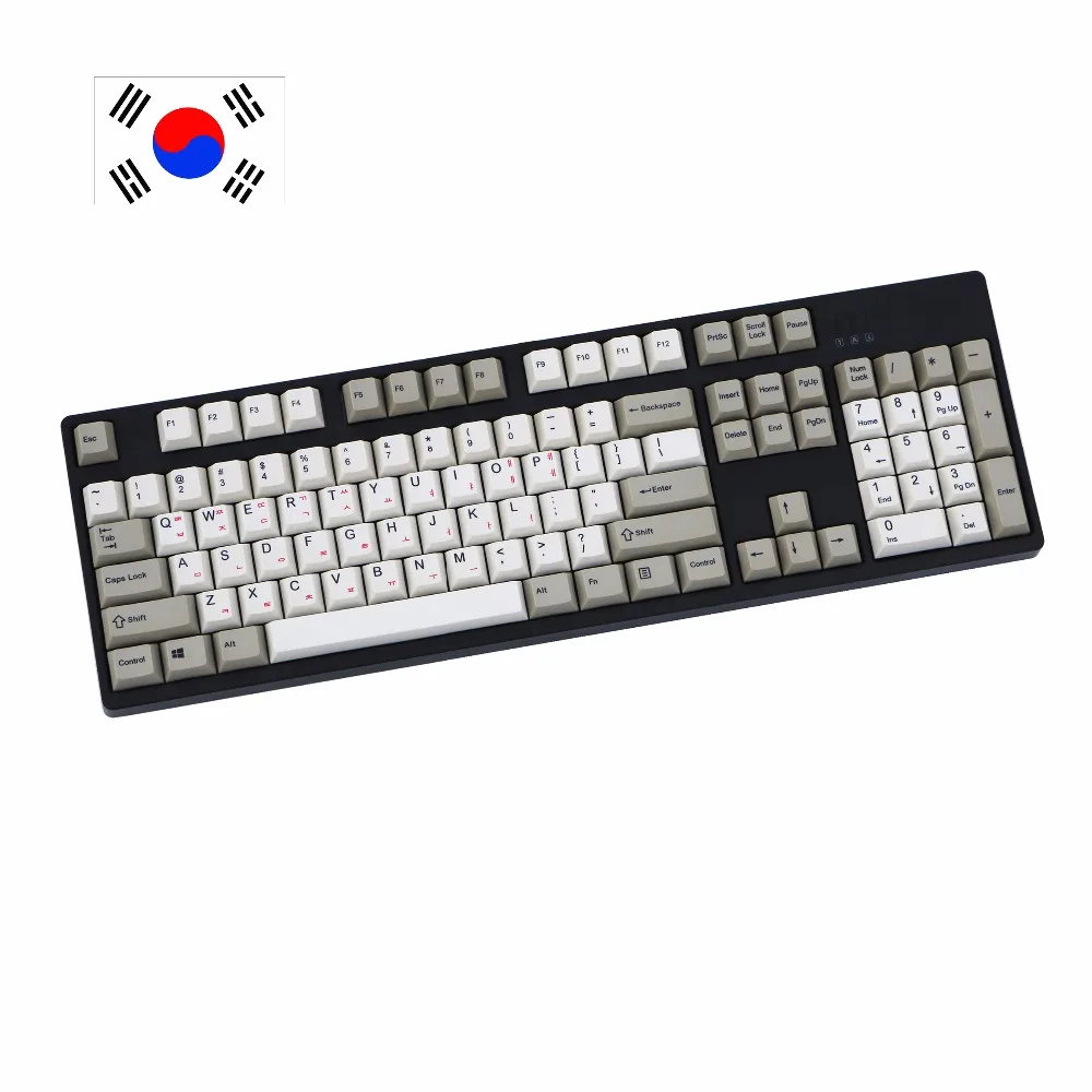 Retro style gray white mix Dye-Sublimated pbt 108 keys Korean print Cherry Filco Ducky Replace the keycaps Only sell keycaps