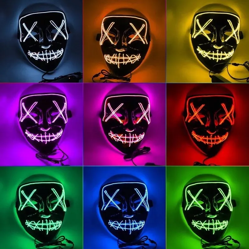 

Halloween Light Masks Cross Mouth Led Cold Light Masquerade Props Masks Venice Masquerade Glitter Ball Mask Party Decoration