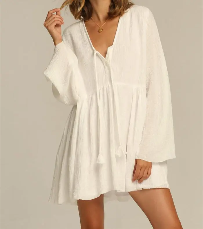 white open front swim cover up