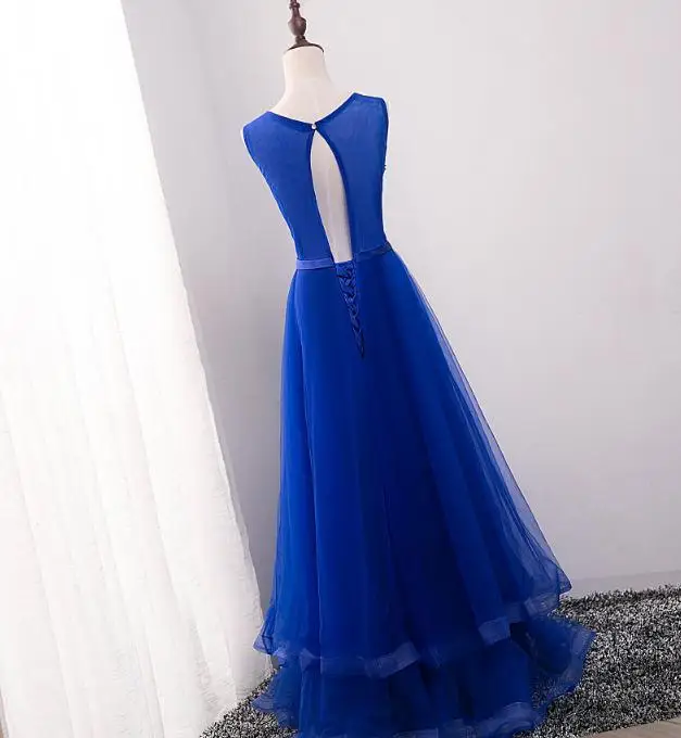 VENSANAC 2018 O Neck Bow Sash A Line Long Evening Dresses Lace Tank Crystals Sequined Backless Tulle Party Prom Gowns VENSANAC 2018 O Neck Bow Sash A Line Long Evening Dresses Lace Tank Crystals Sequined Backless Tulle Party Prom Gowns