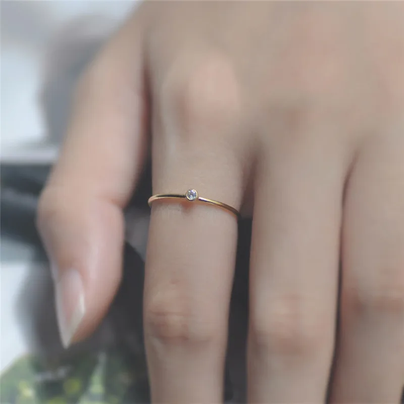 

2018 New Fashion Crystal Simple Thin Ring Zirconia Simple Rings for Women Anti Allergies For Gift Dropshipping bijoux femme S3