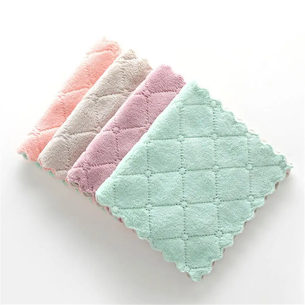 Double Sided Absorbent Dish Towel Thickened Lint Free Oil Free Kitchen