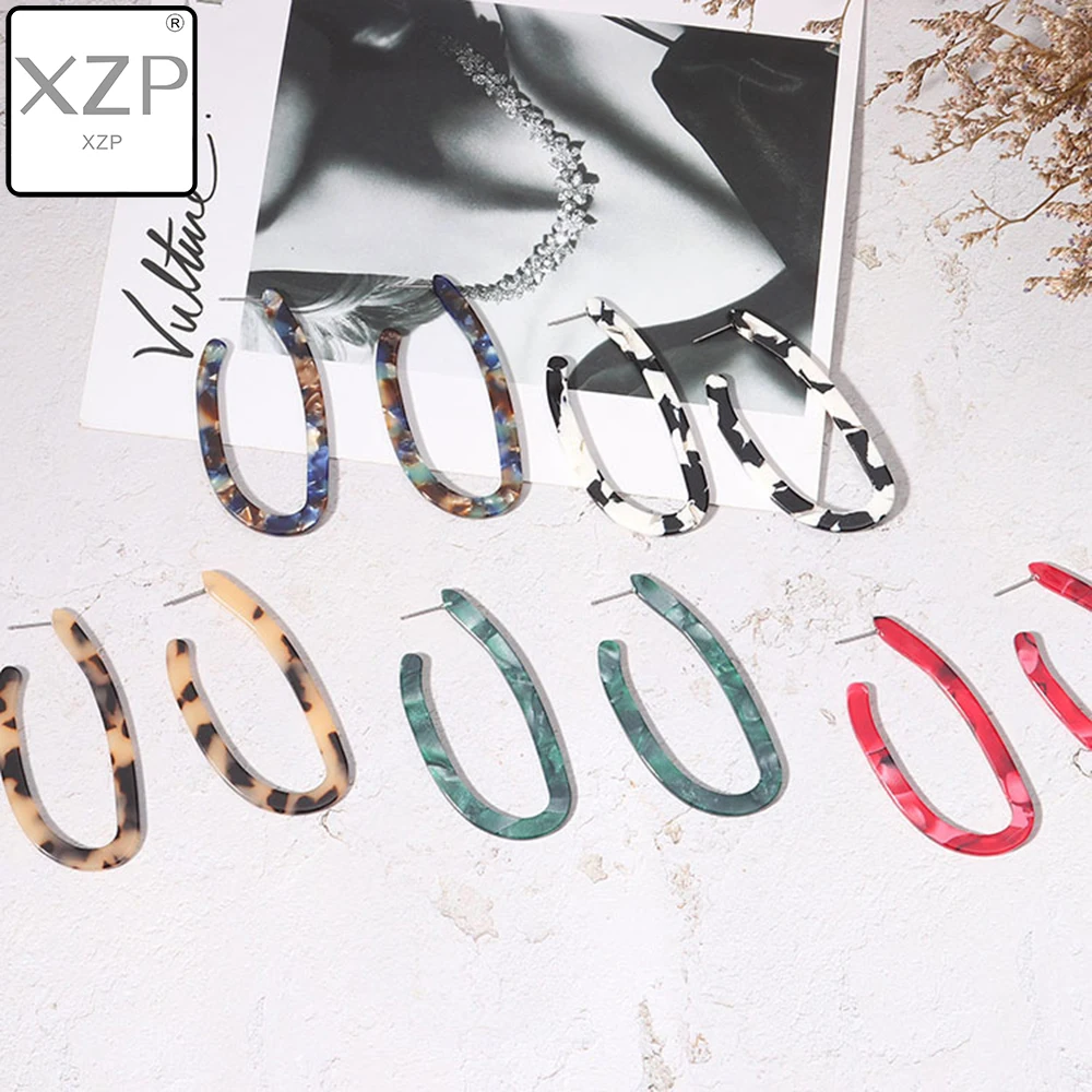 

XZP Trendy Lady Leopard Acrylic Drop Earrings For Women Acetate Tortoiseshell Geometric Resin Earring Female Party Jewelry Gift