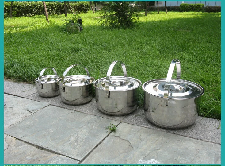 FREE SHIPPING 4 POTS casserole pots set COOKING POT PROTABLE stainless steel OUTDOOR COOKING
