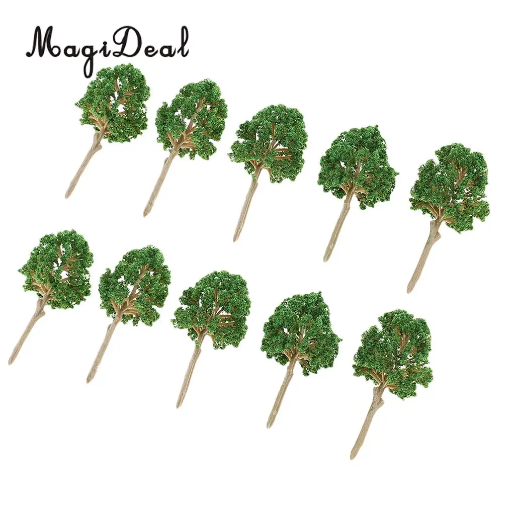 MagiDeal 10Pcs Sand Table Model Building Scale Tree Plant Miniature for Tailway Tailroad Train Track Park Garden Scenery Toys
