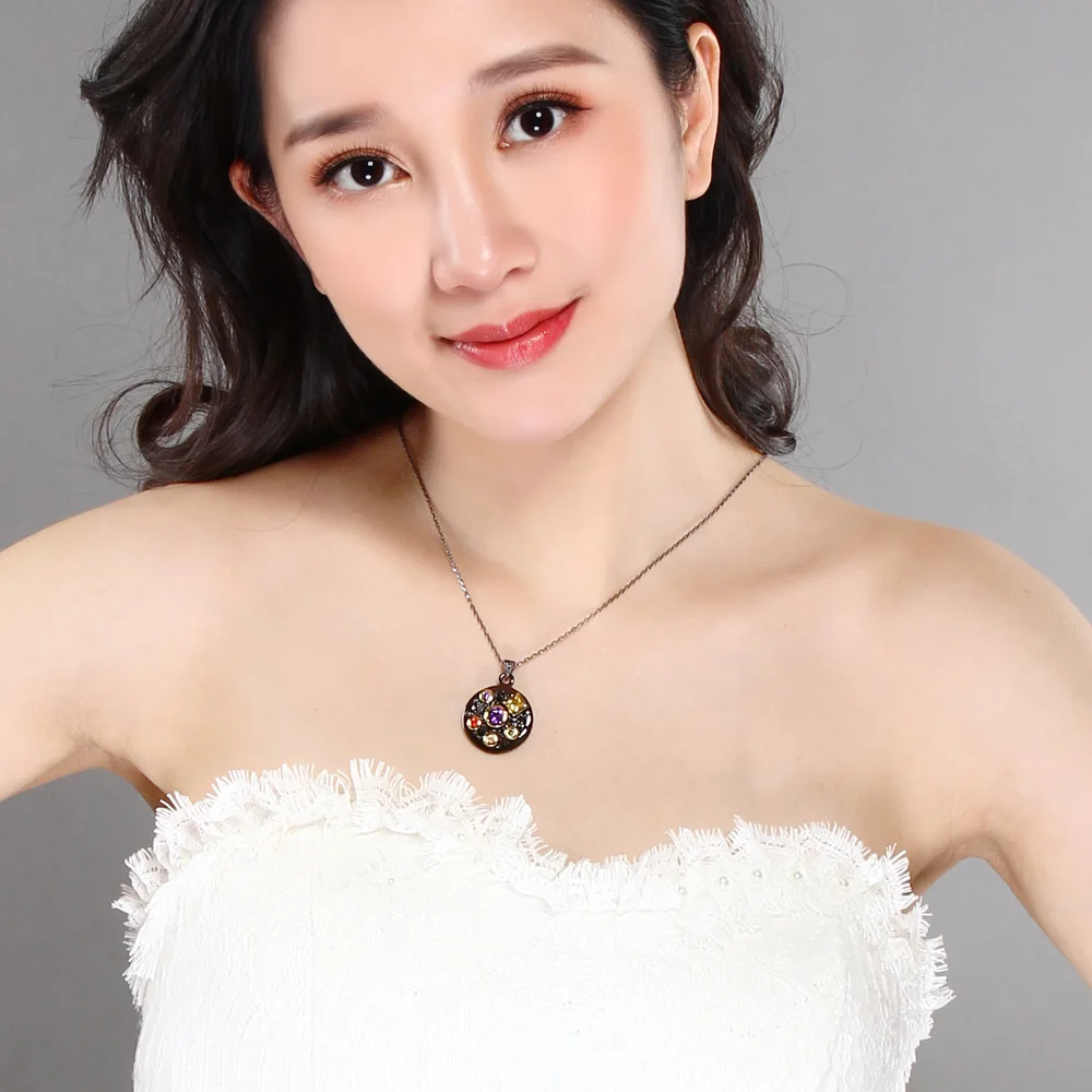 Tanie DreamCarnival 1989 Gothic okrągły naszyjnik kobiety Party biżuteria kolorowe Bling nieskończoność cyrkonu kamień długi łańcuch WP6505