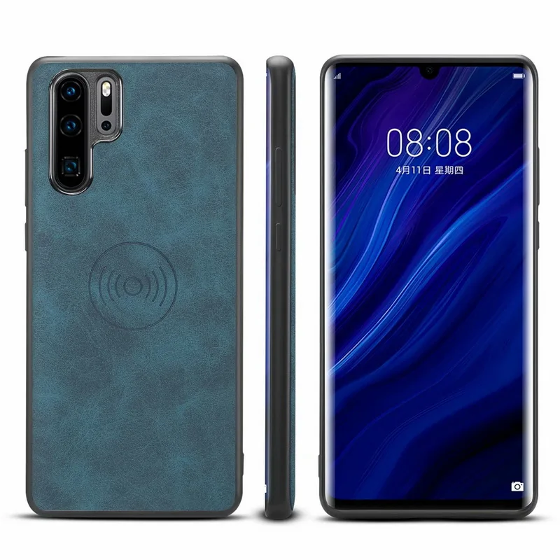 Оригинальные магнитные Винтаж кожа+ Мягкий ТПУ силиконовый чехол для huawei P20 P30 Pro Lite Коврики 20 чехол для телефона - Цвет: Синий