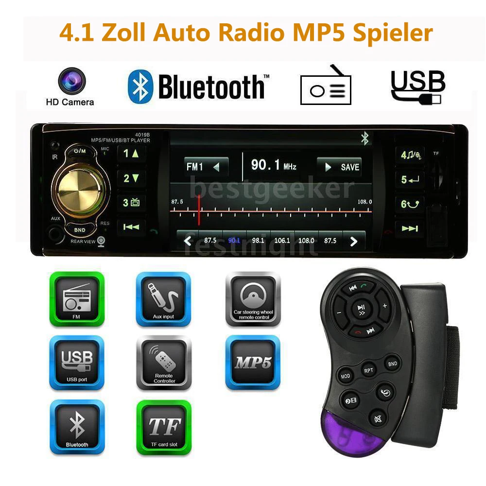 

4.1" 1 Din Universal Car Stereo audio player Autoradio Video/Mutimedia Player Steering Wheel Remote Control for bmw vw Audi Benz