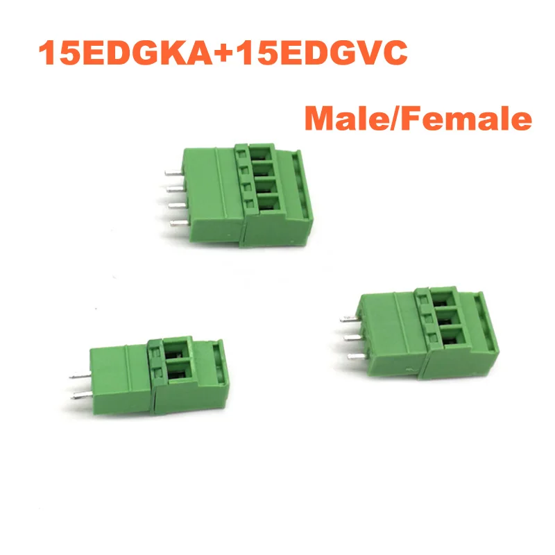 

50Sets Pitch 3.81mm Screw Plug-in PCB Terminal Block Pluggable Connector Vertical 9 10 11 12 18 Pin male/female 15EDGKA+VC