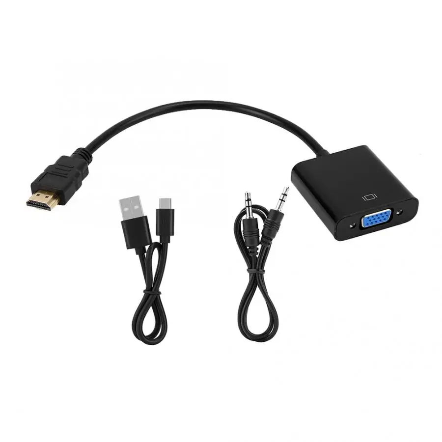 

Mini Composite HDMI to VGA Video Female Converter Adapter 1080P Upscaler With Audio Cable Hot