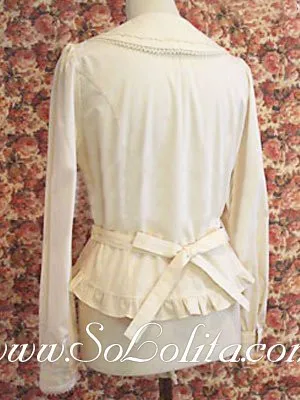 Лолита Белый плиссированный декоративный бант корсет блузка