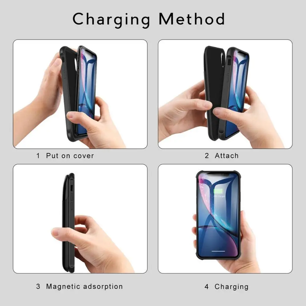 Беспроводной чехол с магнитным аккумулятором для iphone X/XS XR XS MAX 11 11pro max 5000 мАч 5500