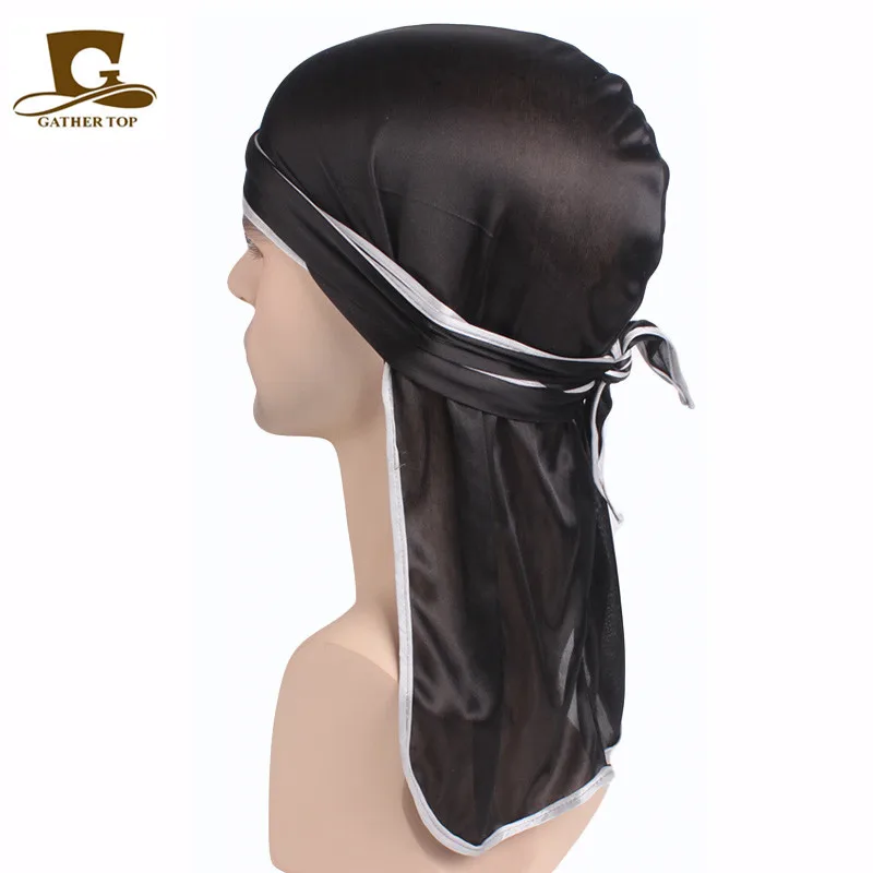 Satin Breathable Bandana Hat Silky Durag Do Doo Du Rag Long Tail Headwrap TK 