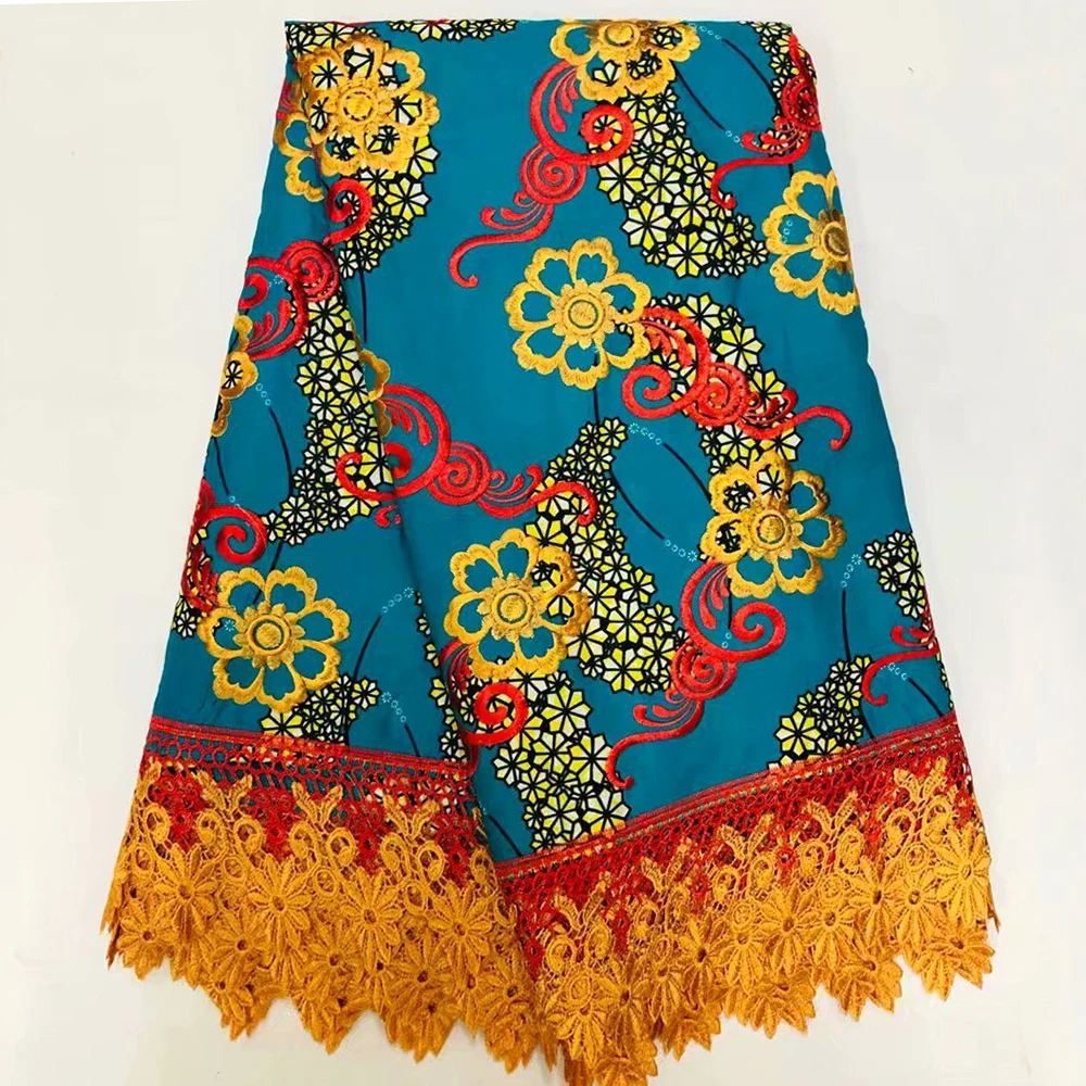 

Embroidered Women Dress 6 Yard / lot 100% Cotton Cheap Wax Cloth New 2018 African Switzerland Nigerian Lace fabric