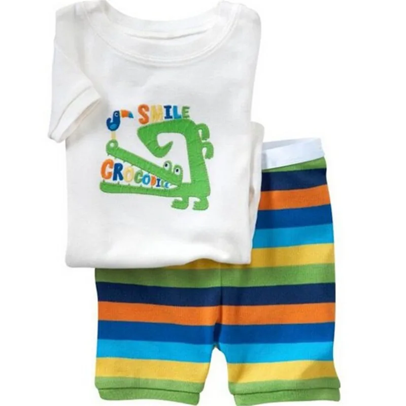 Детские летние пижамы; комплект одежды для сна с принтом пчелы и черепахи; Хлопковая пижама с короткими рукавами; милые пижамы для мальчиков; Детский костюм - Цвет: color at picture