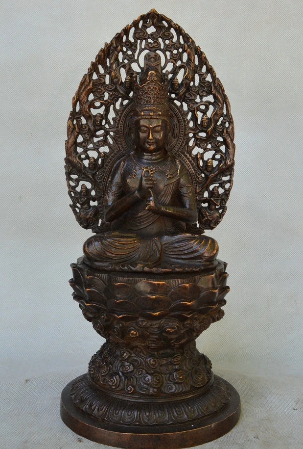 

14" Tibet Buddhism Temple Bronze Empty achievement Buddhas Dhyani Buddha Statue