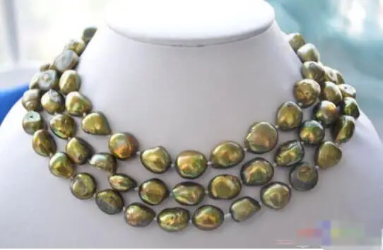 

FREE SHIPPING>>>@@ > Hot sale new Style >>>>> 50" 14mm bronze baroque freshwater pearl necklace