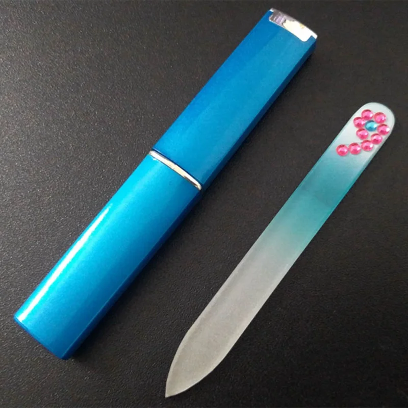 

1PCS Nail Files with Plastic Tube Acrylic Nail File Art Decorations Tool Nail Grinding Buffer Glass File Manicure Device