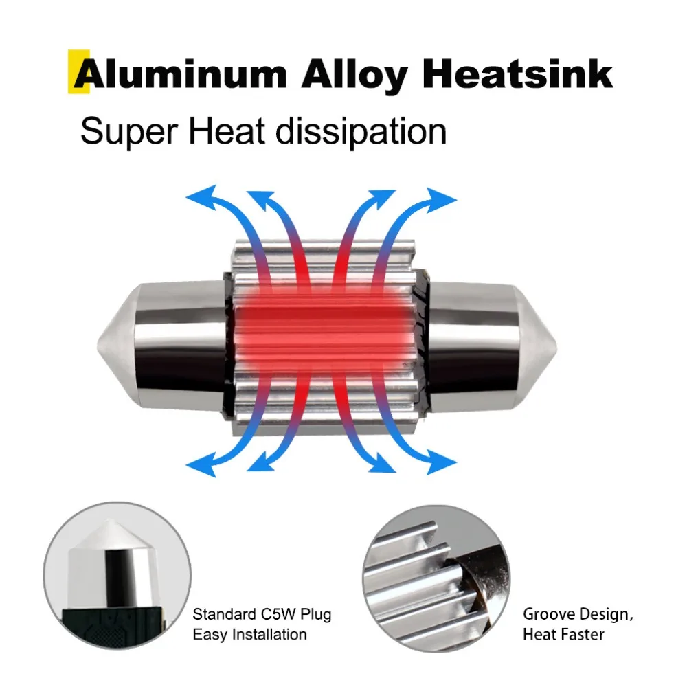 2 шт. C5W светодиодный лампы типа фестон светильник с Canbus 31 мм 36 мм 39 мм 41 мм авто купольная лампа номерного знака лампочка для салона автомобиля 12 В