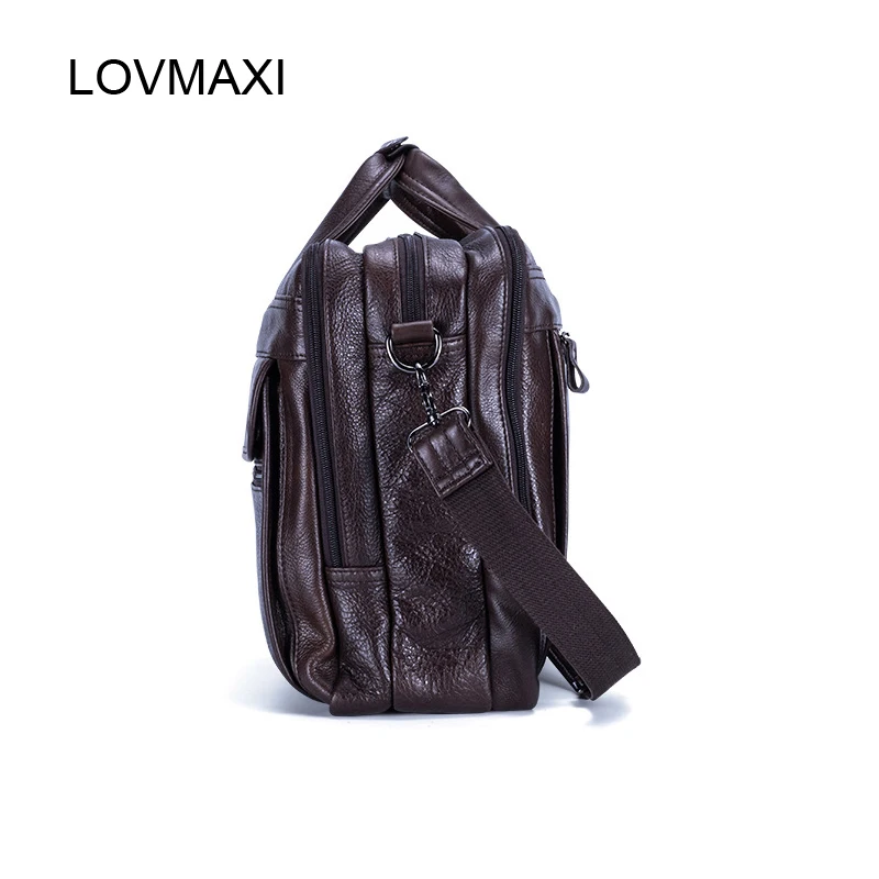 LOVMAXI 100% جلد أصلي للرجال حقائب للذكور الأعمال حقائب السببية الحقائب المحمولة حقيبة ساع كبير سفر حقيبة