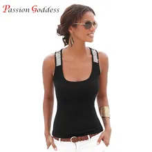 Plus Size 2XL 3XL 2016 Summer Women’s Tanks Sleeveless Sequin Patchwork Slim Sexy Tank Tops Black White Blue RoseRed Vest Female