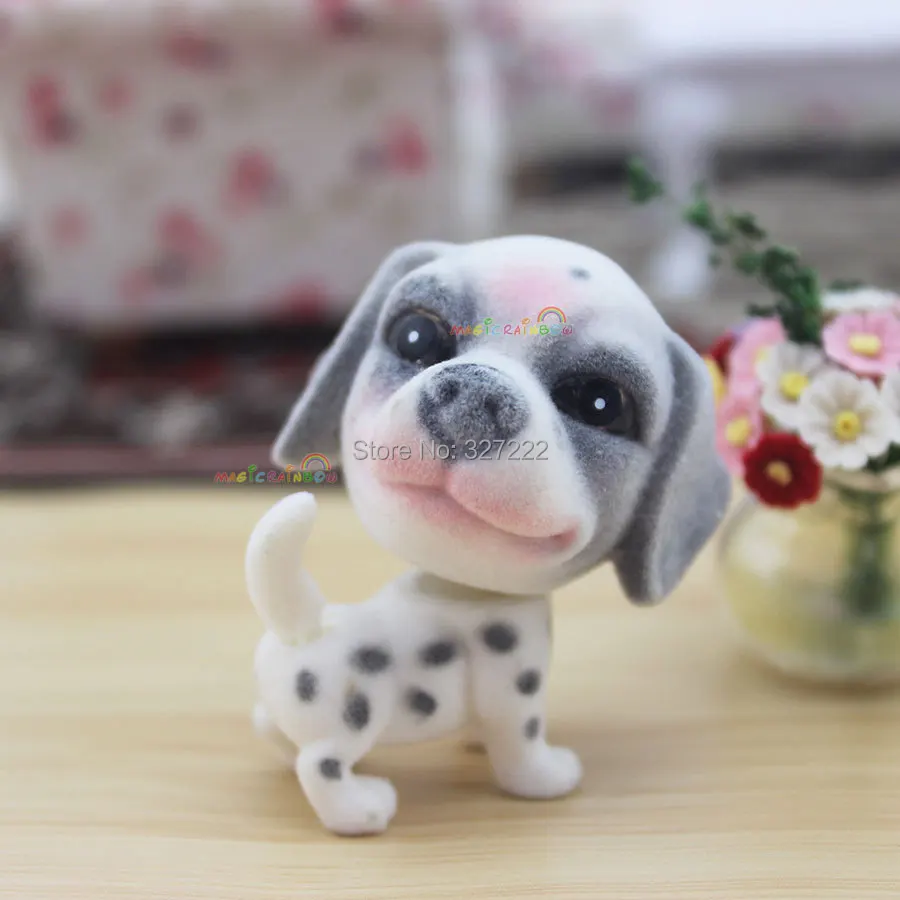 1 12 Весы кукольной миниатюры Интимные аксессуары пятнистая собака щенок терьера качающейся головой хвост животного милый