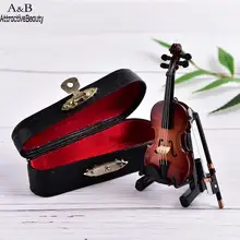 

2018 New Style Wooden Violin Figurines Miniatures Home Decoration Accessories Mini Hand Crafts Vintage Cute Model Christmas Gift