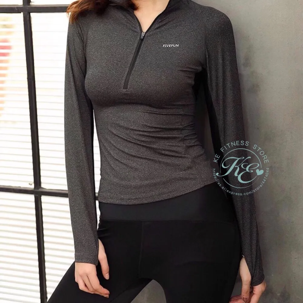 KE Chaqueta de полиэстер y нейлон mujer, negra y gris para yoga, бег, фитнес-зал con медиа cremallera спортивная куртка для бега