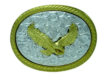 

Flying Eagle Floral Design Silver And Gold Western Belt Buckle