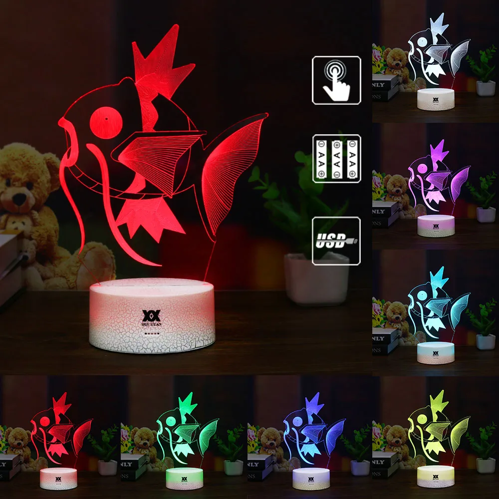 Новые свитера Pokemon Mimikyu/Хо-Oh/purrloin/Magikarp «Pokemon Go»; роликой/Rayquaza/prinplup/politoed/lugia мультфильм 3D светильник светодиодный Прохладный 7 видов цветов ночной Светильник