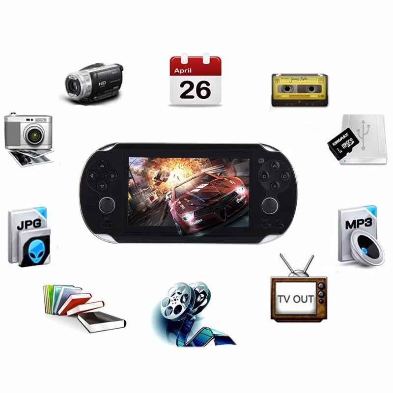 New Handheld Game Console 8GB Memory 32 Bit portable video game double Rocker built-in 1000 free games Support TV Out Put