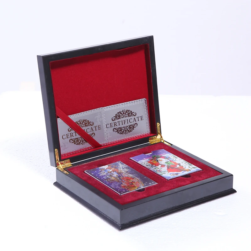 Подарочная деревянная коробка с 2 комплектами пластиковых игральных карт Водонепроницаемые долговечные карты игровые пластиковые покерные карты Pokerstars подарочная коробка