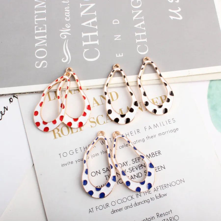

10pcs 39*19MM DIY material metal enamel spot oval charms craft ornament bracelet pendants for necklace earring jewelry making