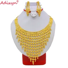 Adixyn Индия плюс большой размер ювелирный набор золотой цвет/медь ожерелье серьги арабский, из Дубая Свадебная вечеринка мама подарки N08093