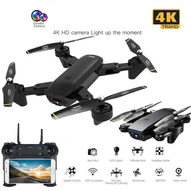 $41.24  Professional 4K HD Foldable Drone with Double Camera WiFi FPV Wide Angle Optical Flow RC Quadcopter