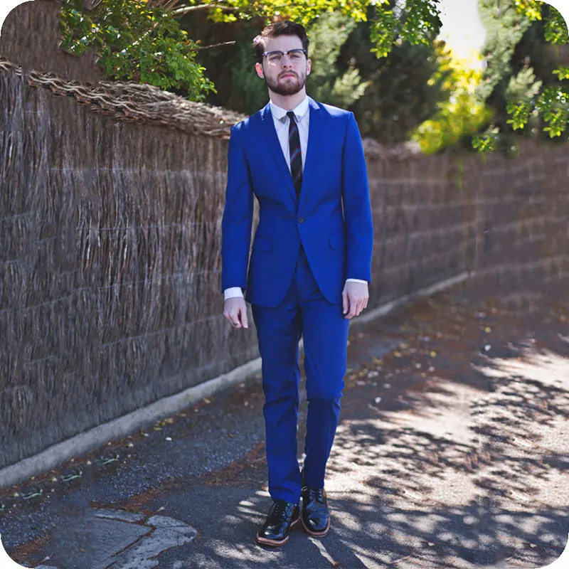

Latest Coat Pant Designs Royal Blue Men Business Suits Groom Wedding Tuxedo Slim Man Blazer 2Piece Costume Homme Terno Masculino