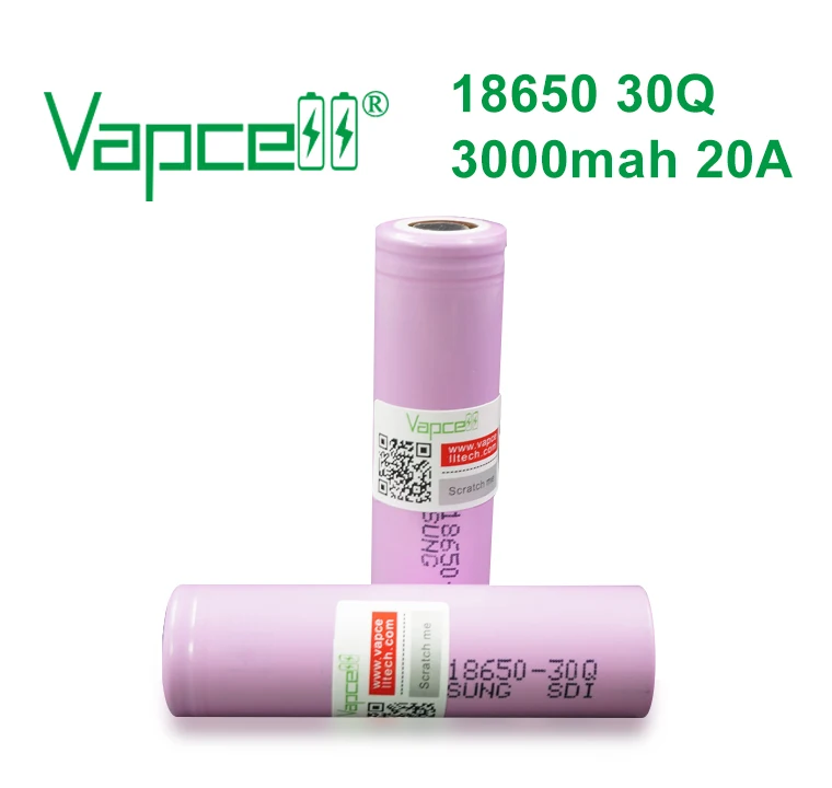 

Free shipping original 3000mAh 30Q 18650 vapcell Li-ion cell high power battery for vaper smok