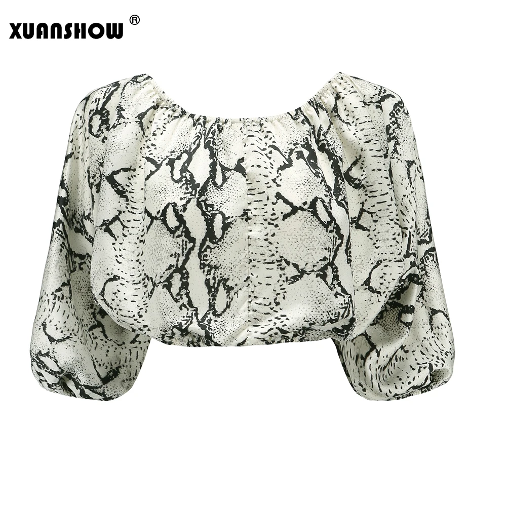 XUANSHOW женские блузки Verao 2019 женская блузка с коротким рукавом и воротником