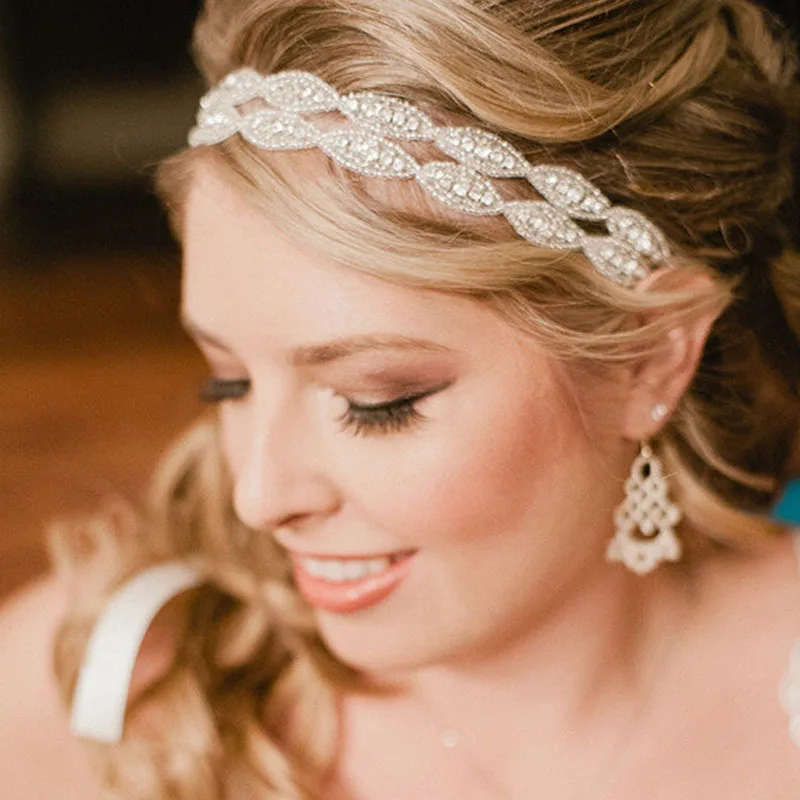 Hot Selling Ladies Hair Accessories Ceremonial Dress Ornament Double Bars Rhinestones Headbands