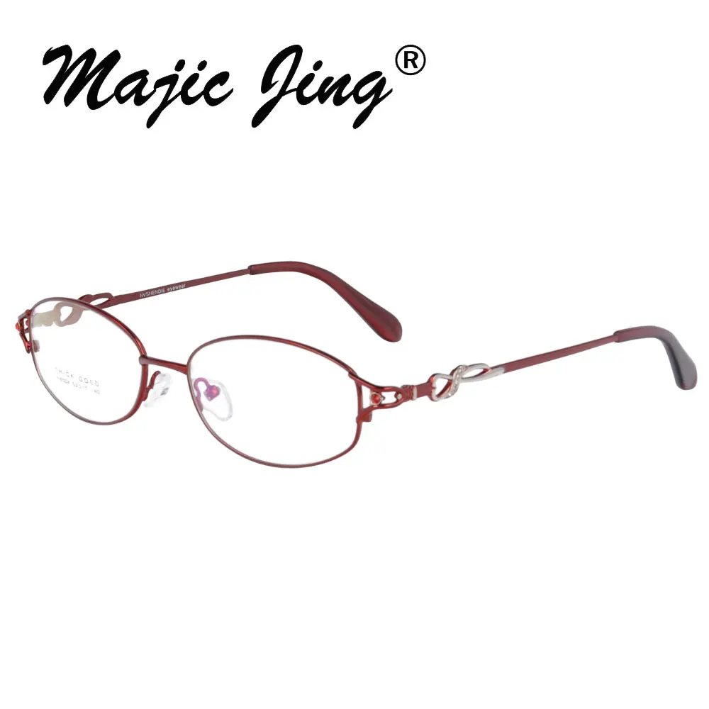 Magic Jing металлические очки при близорукости Rx Оптический оправа для мужчин и женщин N8504 - Цвет оправы: red