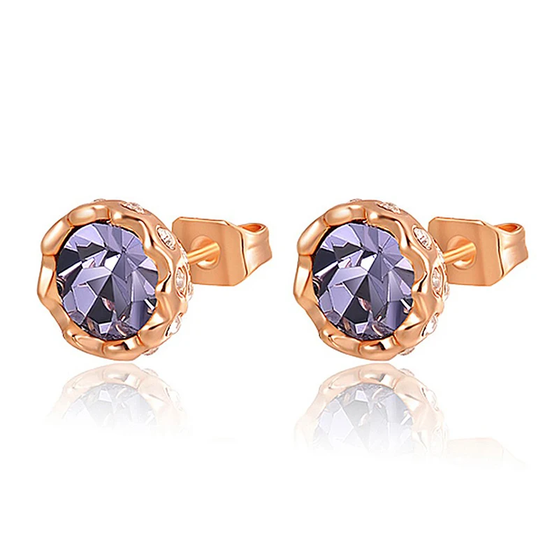 

Romad Snow Lotus Herb Stud Earrings AAA Zircon Stones Rose Gold Color Brincos Wedding Earrings for Women Fashion Jewelry Z4