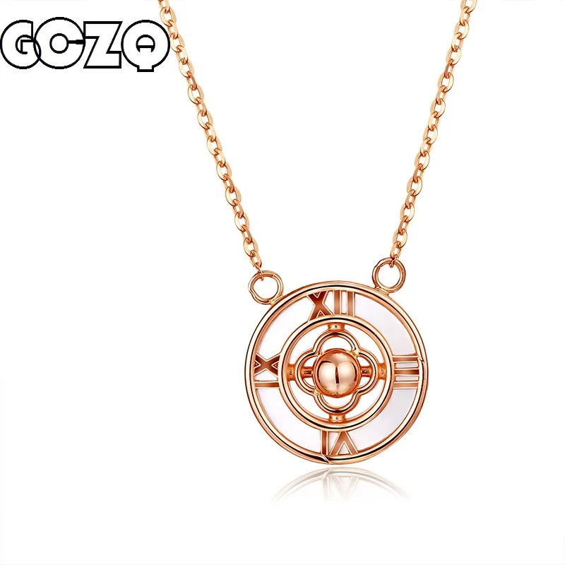 

GCZQ 100% Genuine 18K Gold Necklace Pendant For Women Rome star disk Chain Fine Jewelry Fashion Necklace pendant set 2.36g