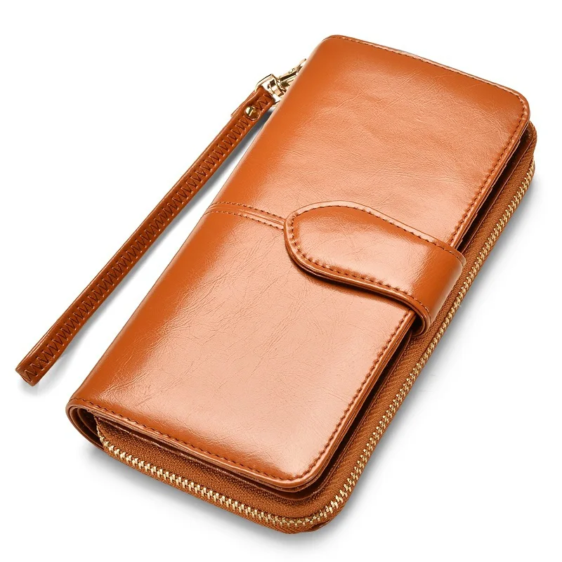 

2018 Fashion PU Purse Female Wax Oil Skin Wallet Long Zipper Wallets Multi card Women Wallet High-capacity Hot Sale Female bag