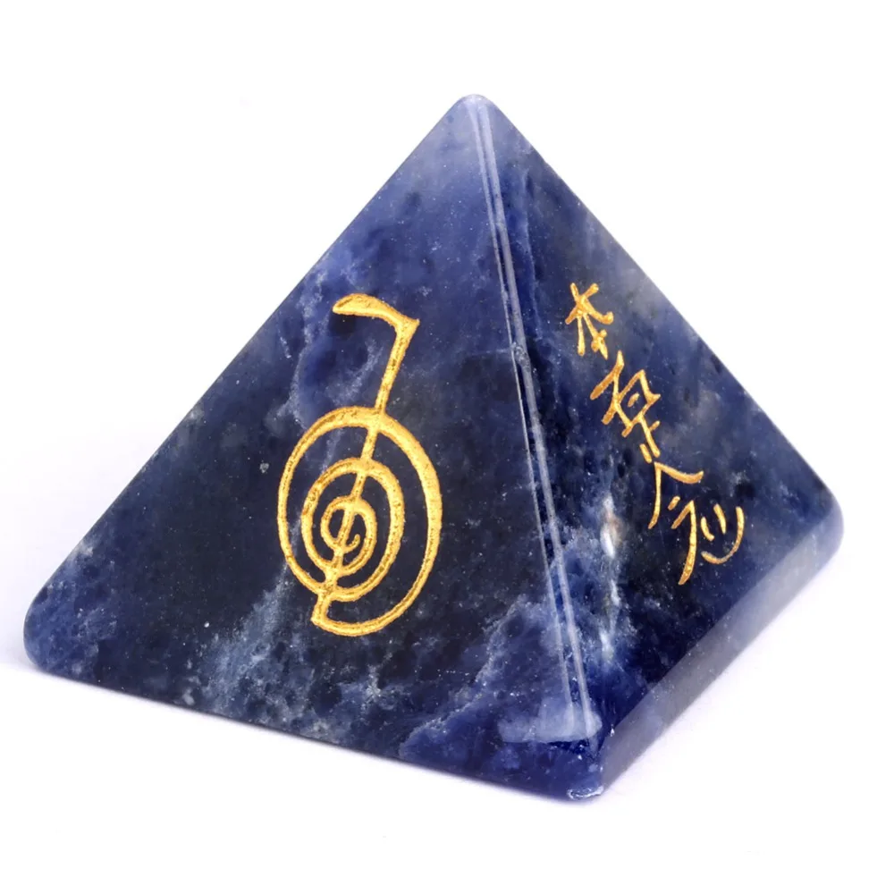 

yaye Natural Tumbled Sodalite Semiprecious Stone Pyramid Figurine Statue Crystal Reiki Healing Symbols Fengshui Home Decor Craft