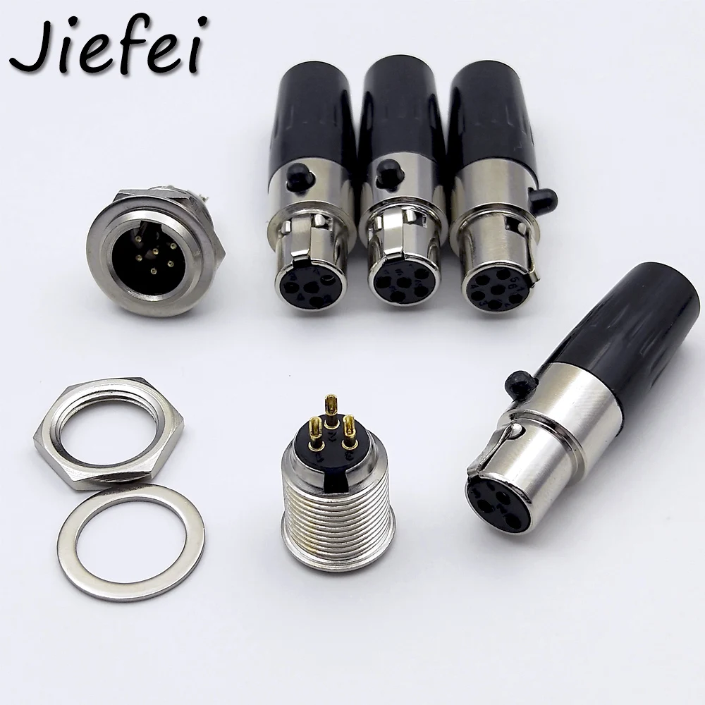 20 шт. Mini XLR 3 4 5 6 Pin женский встроенный в линию разъем 3 4 5 6 Pin гнездо Jack адаптер для микрофона микрофон аудио кабель Разъем