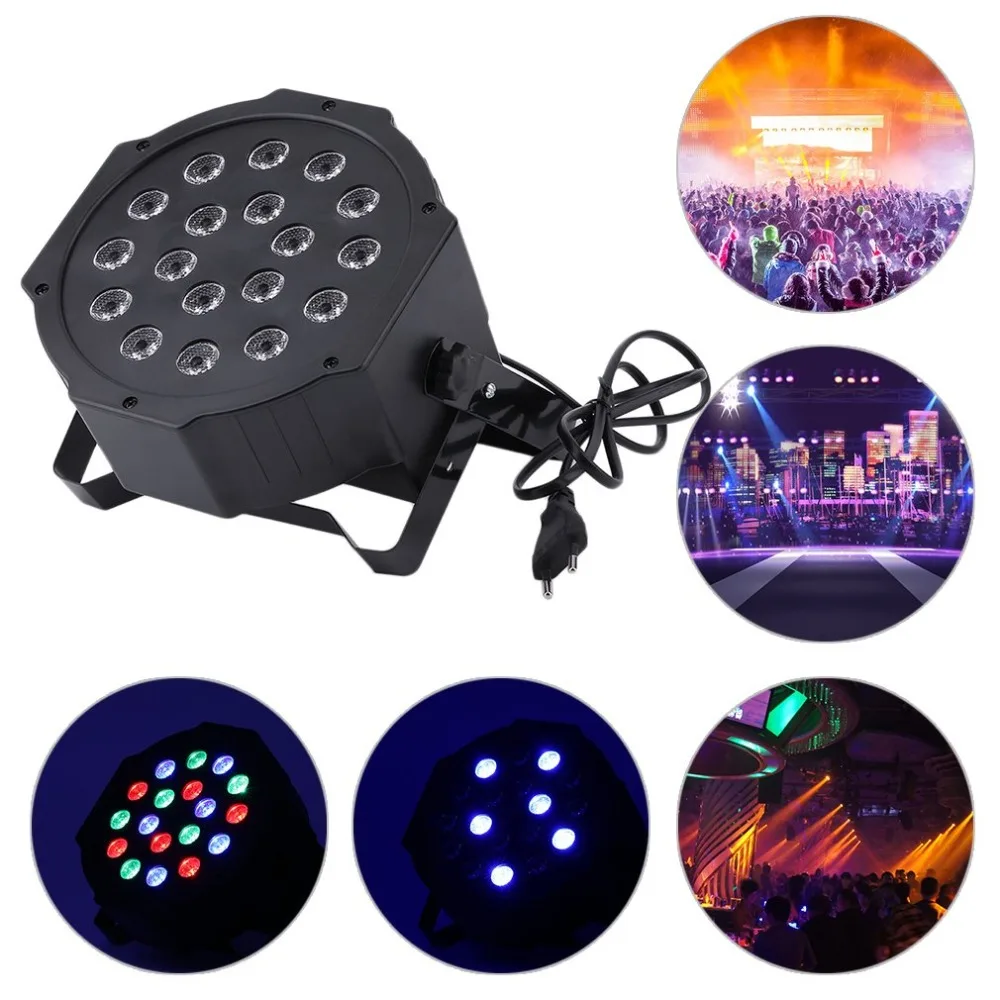 

10Pcs/set 18 X 1W LED Bright PAR Lamp DJ Spotlight RGB Stage Light For Discos Music Party KTV DJ Lighting Projector EU Plug
