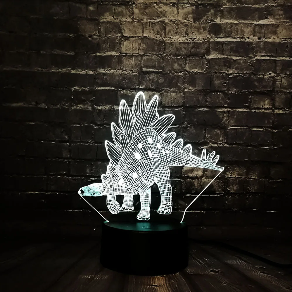 Декор Лава 3D Динозавр Парк Юрского периода Tegosaurus Дракон LED 7 цветов батарея