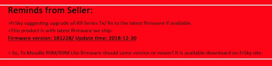 R9 FIRMWARE REMINDS