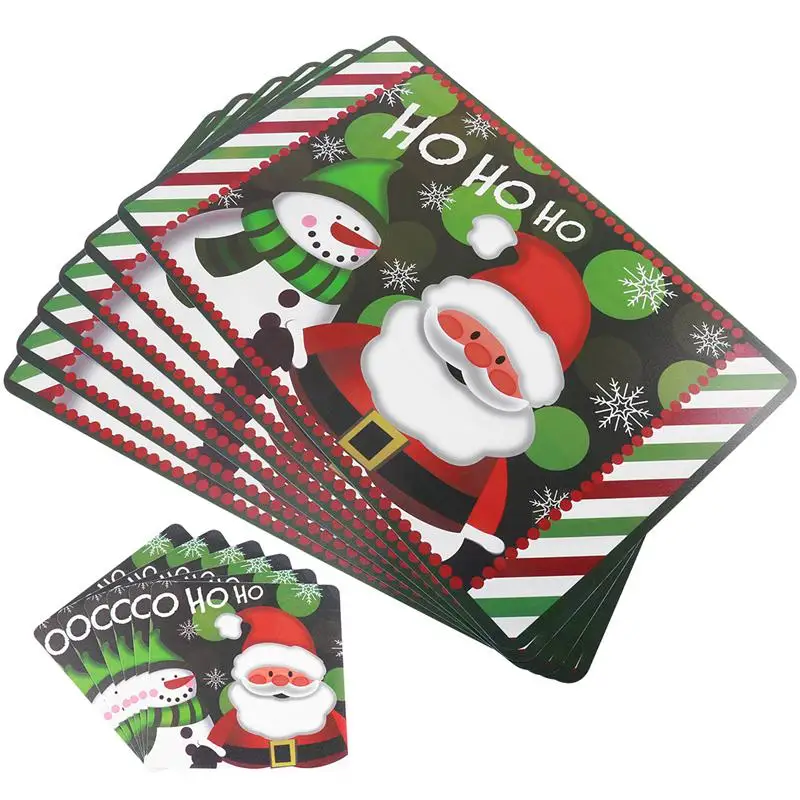 

Tinksky 12pcs Waterproof Non-Slip Mats Christmas Snowman And Santa Claus Pattern Place Cup Mats For Home Kitchen Restaurant