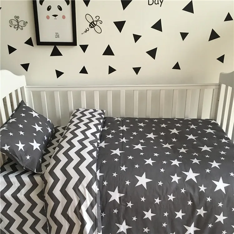 

3cps/set 100% cotton Ins Hot baby Bedding set include pillowcase flat sheet quilt cover Stripes and stars tree horse 17 styles